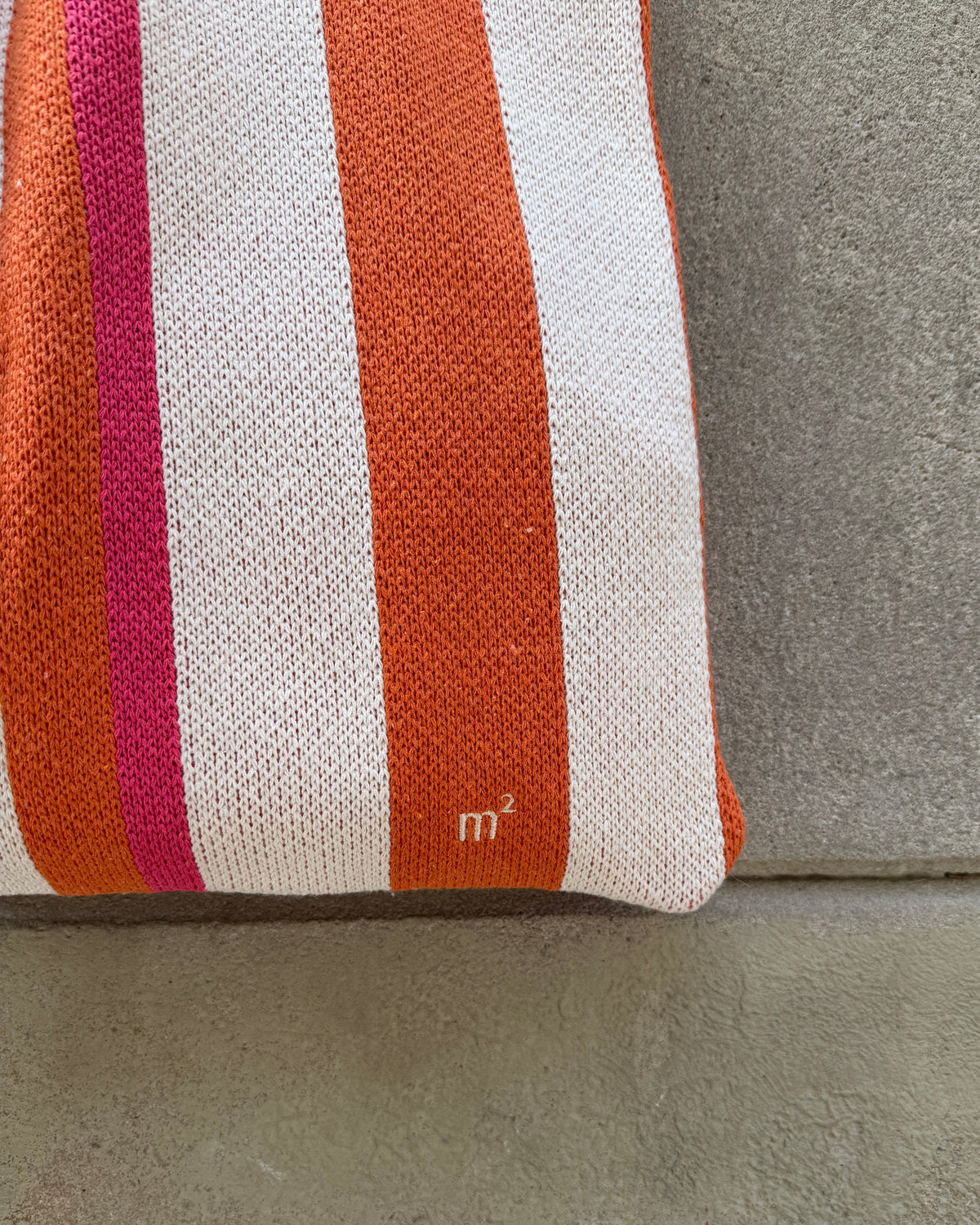 STRIPED TOTE BAG - ORANGE&PINK