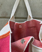 STRIPED TOTE BAG - ORANGE&PINK