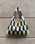 SHOULDER BAG - GREEN/GREY/CREAM