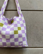CHECKERED SHOULDER BAG - LILAC&GREEN