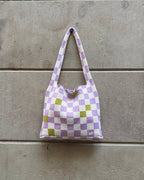 CHECKERED SHOULDER BAG - LILAC&GREEN