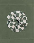 KNITTED SCRUNCHIE - DARKGREEN&BEIGE